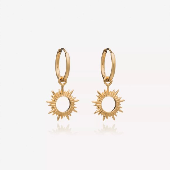 Liberty London - 22ct Gold Plated Eternal Sun Mini Hoop Earings - Picture 1 of 1